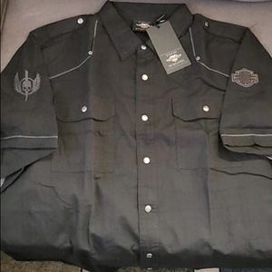 XL Harley-Davidson Black Button Up Shirt